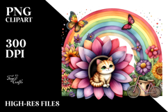 Illustration of Cat House with Large Flower and Colorful Product Image 2