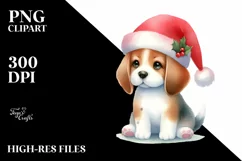 Cute Dog with Santa Hat, Summer PNG Product Image 3
