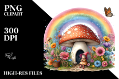 Illustration of Fairy House with Large Mushroom and Colorful Product Image 2
