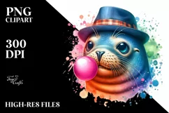 Colorful Quirky Seal,Watercolor Clipart Product Image 1