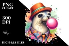 Colorful Quirky Seal,Watercolor Clipart Product Image 3