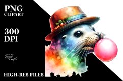 Colorful Quirky Seal,Watercolor Clipart Product Image 1