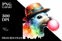 Colorful Quirky Seal,Watercolor Clipart Product Image 1