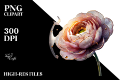 Abstract Glossy Ranunculus PNG Product Image 2