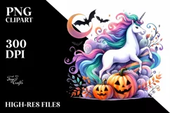 Vibrant Unicorn Halloween Scene | Clipart Product Image 1