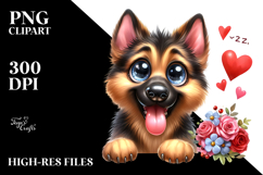 Cute Cartoon German Shepherd PNG Product Image 2