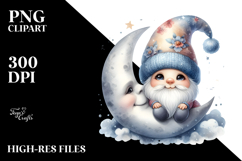 Cute Smiling Gnome on Moon | Sublimation | Clipart Product Image 2