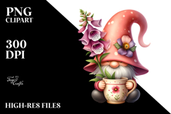 Floating Gnome with Foxglove, Transparent PNG Product Image 2
