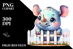 Cute Baby Rhino with Invisible Fence PNG Product Image 2
