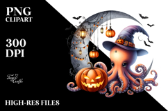 Spooky Halloween Octopus, PNG Product Image 2