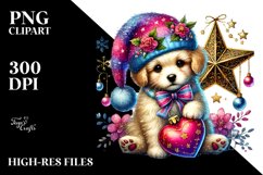 Adorned Puppy Holding Heart PNG Product Image 2