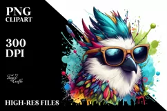 Artistic Bird Sunglasses,Summer Sticker Clipart Product Image 1