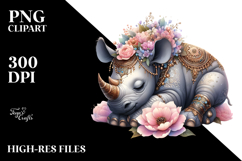 Whimsical Baby Rhino Sleeping PNG Product Image 2