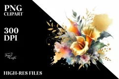 Vibrant Gold Foil Bouquet with Calla Lily | Clipart Product Image 1