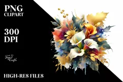 Vibrant Gold Foil Bouquet with Calla Lily | Clipart Product Image 1