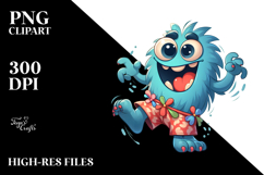 Goofy Cartoon Vampire with Beach Wear PNG Product Image 2