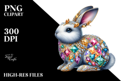 Colorful Diamond Bunny on Splashy Background PNG Product Image 2