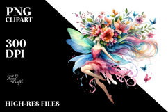 Fairy Jumping with Floral Wreath, PNG Product Image 2