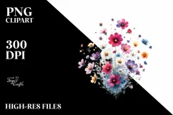 Vibrant Watercolor Wild Flowers | Sublimation | Clipart Product Image 3