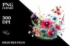 Vibrant Watercolor Wild Flowers | Sublimation | Clipart Product Image 3