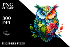 Vibrant Watercolor Owl PNG Product Image 2