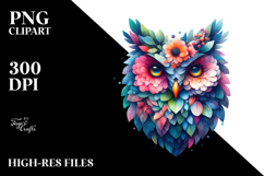 Vibrant Watercolor Owl with 3D Flowers, 20 oz Tumbler Product Image 2