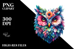 Vibrant Watercolor Owl with 3D Flowers, 20 oz Tumbler Product Image 2