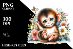 Cute Baby Monkey PNG Product Image 2