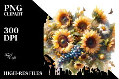 Washed Sunflowers PNG Product Image 2