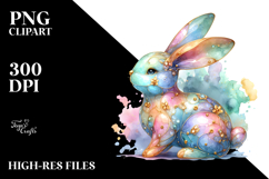 Vibrant Bunny on Splashy Background PNG Product Image 2