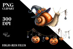 Snail Dressed for Halloween on Cloud PNG Product Image 2