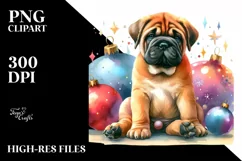 Cute Watercolor Bullmastiff with Christmas Globes Product Image 3