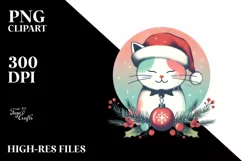Colorful Pastel Cat Christmas PNG Product Image 1
