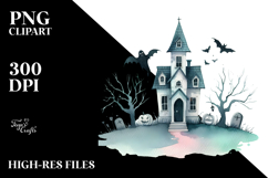 Simple Haunted House Halloween Clipart, PNG Product Image 2