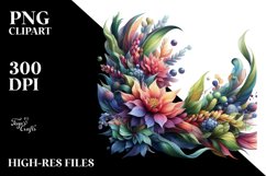 Abstract Vibrant Flowers PNG Product Image 3