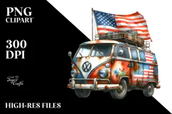 Watercolor Vintage Rusty Van with USA Flag Colors, 20 oz Product Image 2