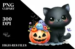 Colorful Baby Black Cat for Halloween | Sublimation | Product Image 1