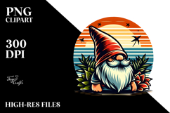 Retro Tropical Gnome Sunset, Tshirt Style, High-Res PNG Product Image 2
