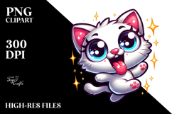 Goofy Dancing Kitten with Sparkling Eyes, Transparent PNG Product Image 2