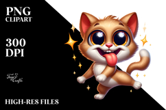 Playful Cartoon Kitten with Tongue-Out Face PNG Product Image 2