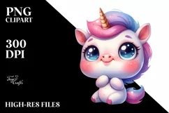 Expressive Funny Baby Face Unicorn PNG Product Image 3