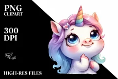 Expressive Funny Baby Face Unicorn PNG Product Image 3