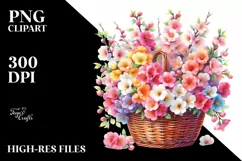 Colorful Basket Cherry Blossom | Sublimation | Clipart Product Image 1