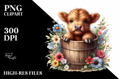 Cute Baby Highland Cow PNG Product Image 1