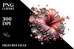 Glossy Hibiscus with Metalic Insertions PNG Product Image 2