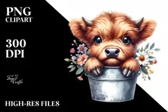 Cute Cow with Flowers, Transparent PNG Product Image 3