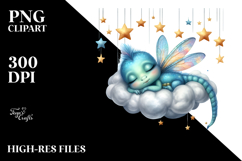 Baby Dragonfly Sleeping on Cloud PNG Product Image 2