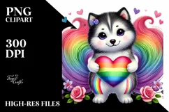 Cute Siberian Husky Heart PNG Product Image 2