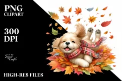 Colorful Whimsical Dog Tumbling in Autumn Product Image 3