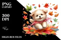 Colorful Whimsical Dog Tumbling in Autumn Product Image 3